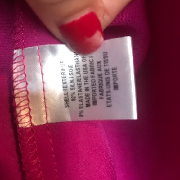 Milly Off The Shoulder Bright Pink Silk Blouse - Picture 3 of 4